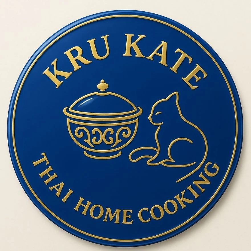 Kru Kate blue and gold logo